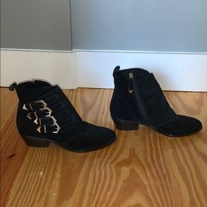 Steve Madden Black Suede Boots with Buckles